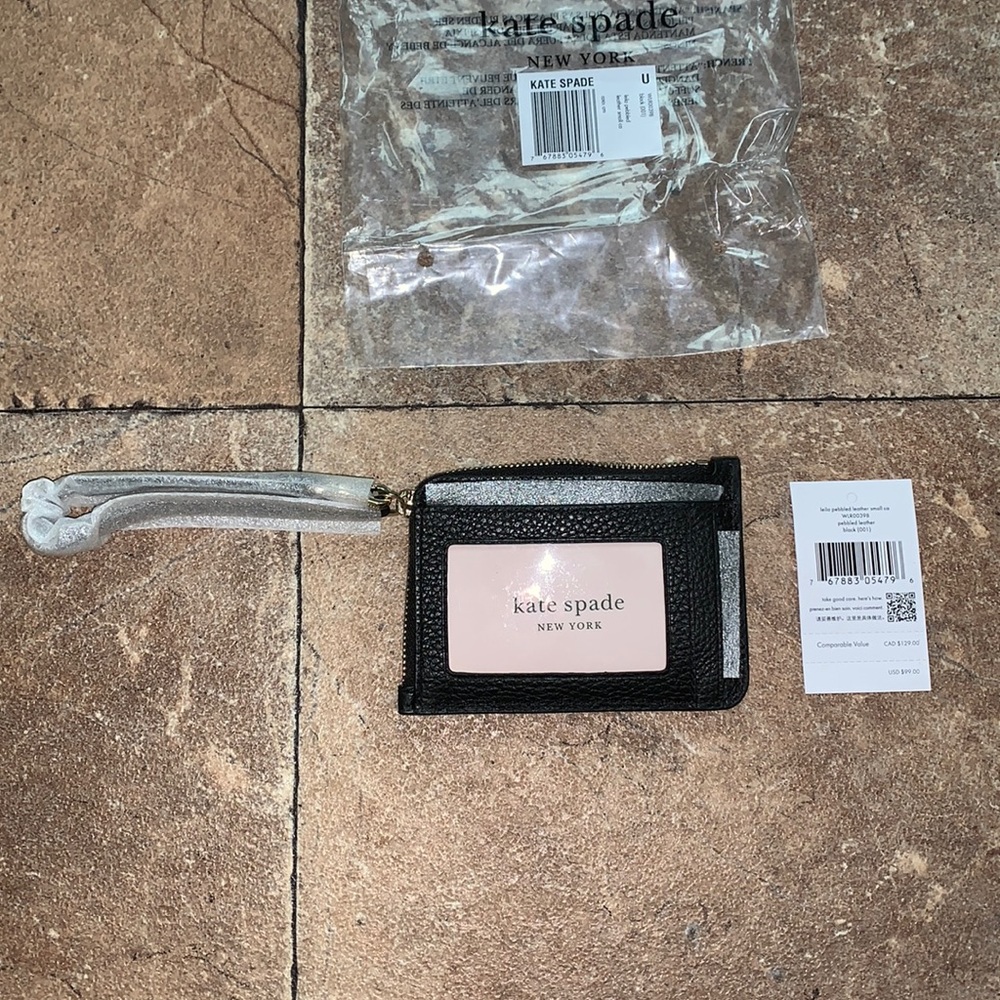 Kate Spade Leila pebbled leather small card holder NWT